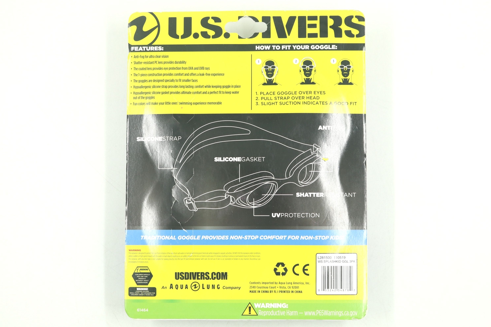U.S Divers Kids 4+ Splash Swim Goggles 3 Count
