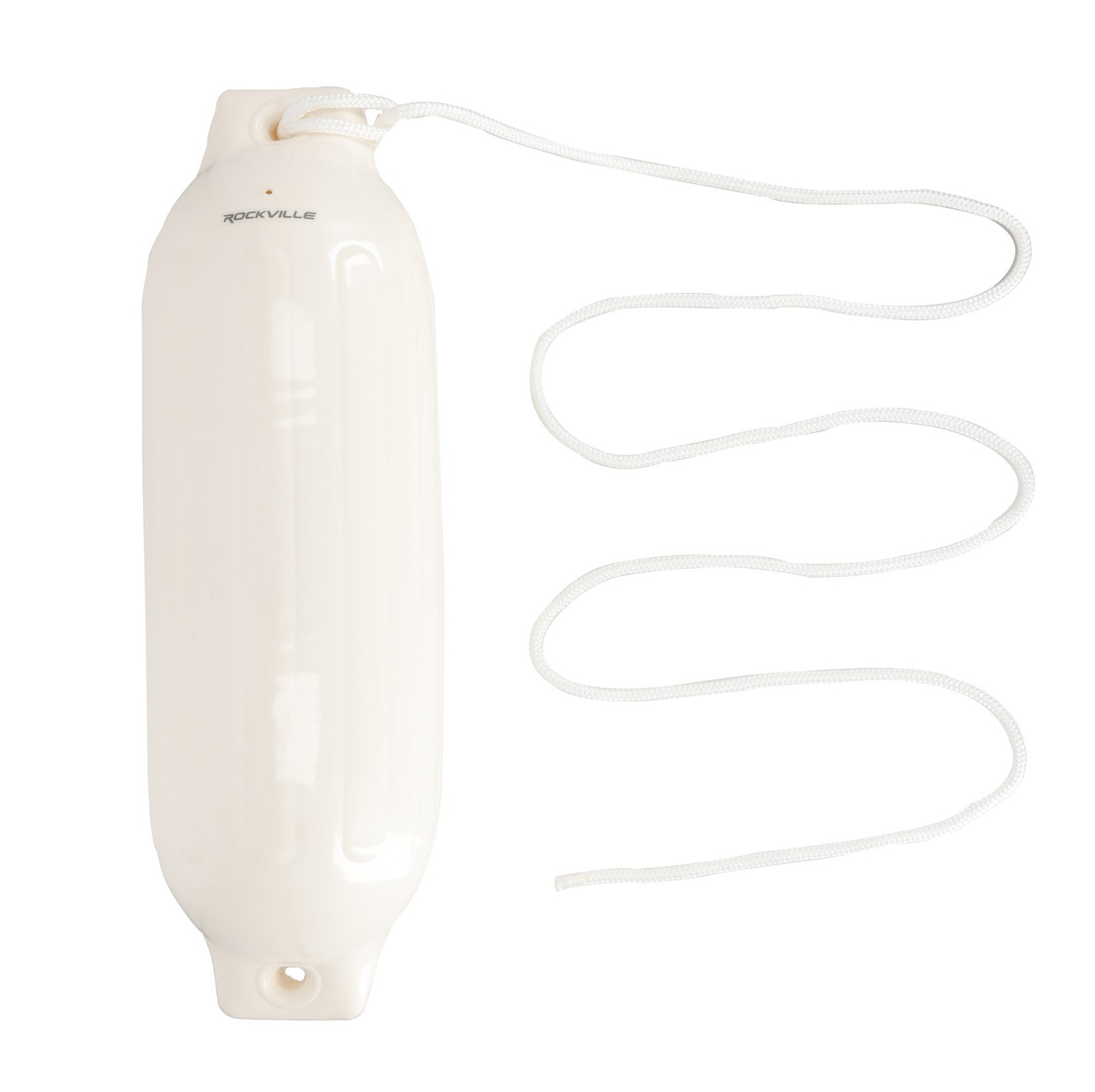 Rockville FEN485-WHITE Boat Fender Package 4 Bumpers 8.5″x27″, 4 Covers, 4 Lines