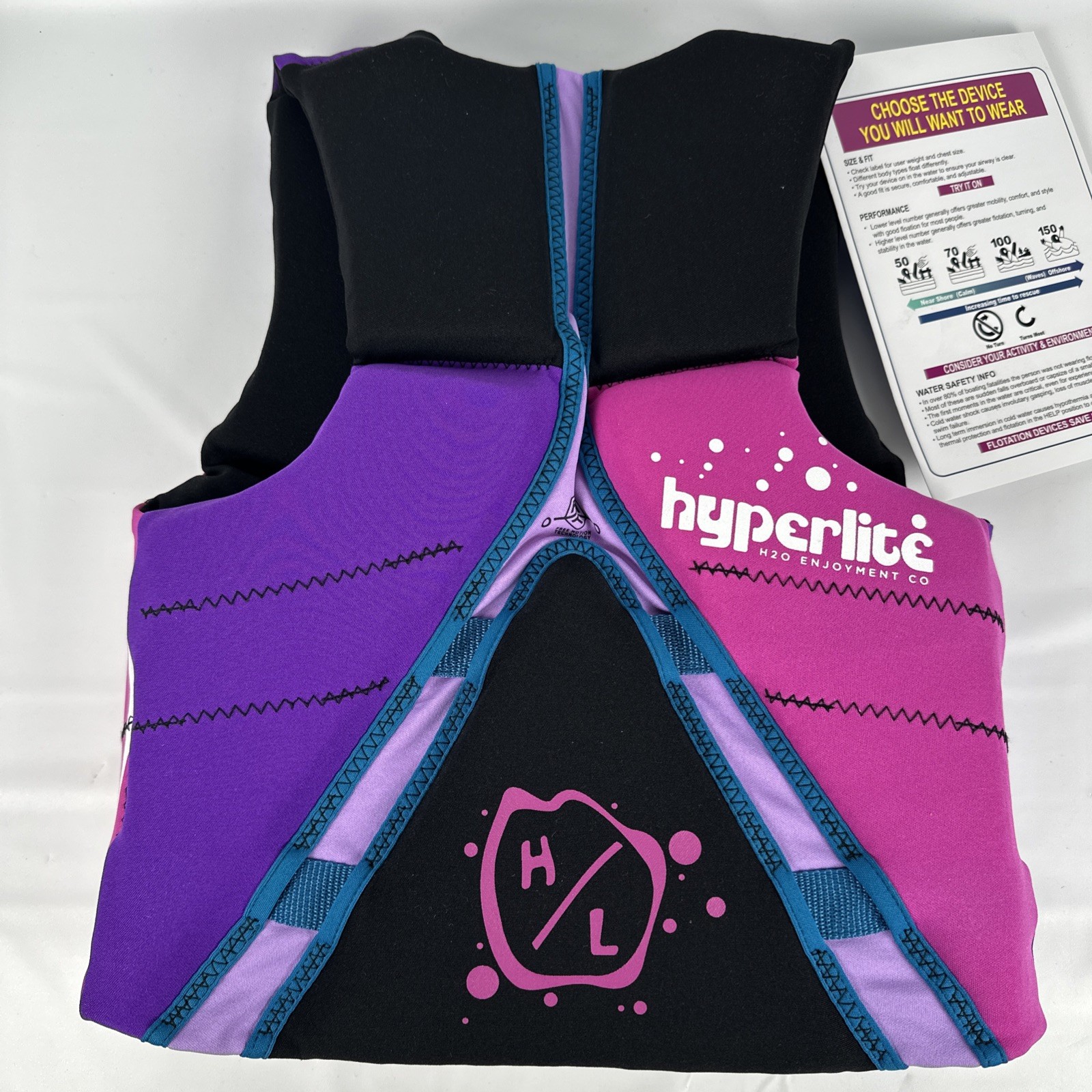 Hyperlite Youth Life Vest, USCG Approved (55-88 lbs) Purple Black NWT