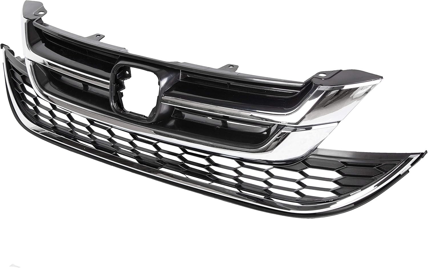 Front Bumper Upper & Lower Grille Grill for 2010-2011 Honda CRV CR-V Hood Mesh