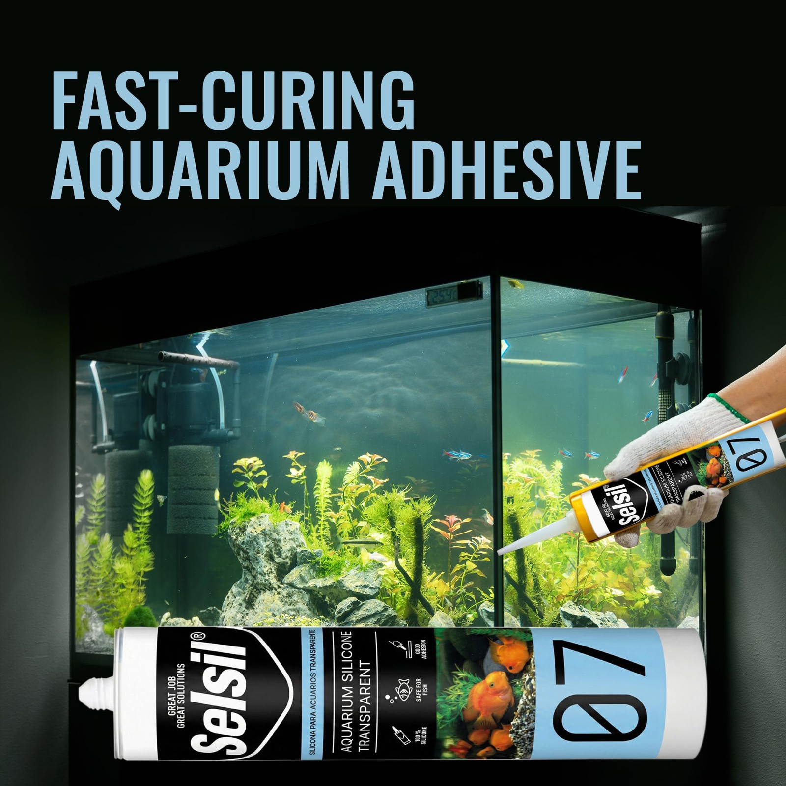 SELSIL Aquarium Silicone Clear Sealant – 300 milliliters / 10.14 Fl Oz,