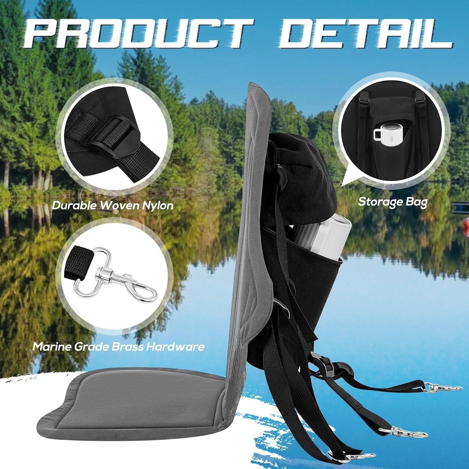 2/4 Pack Padded Kayak Seat Fishing Boat Seat with Storage Bag 8 Fixed D Rings…