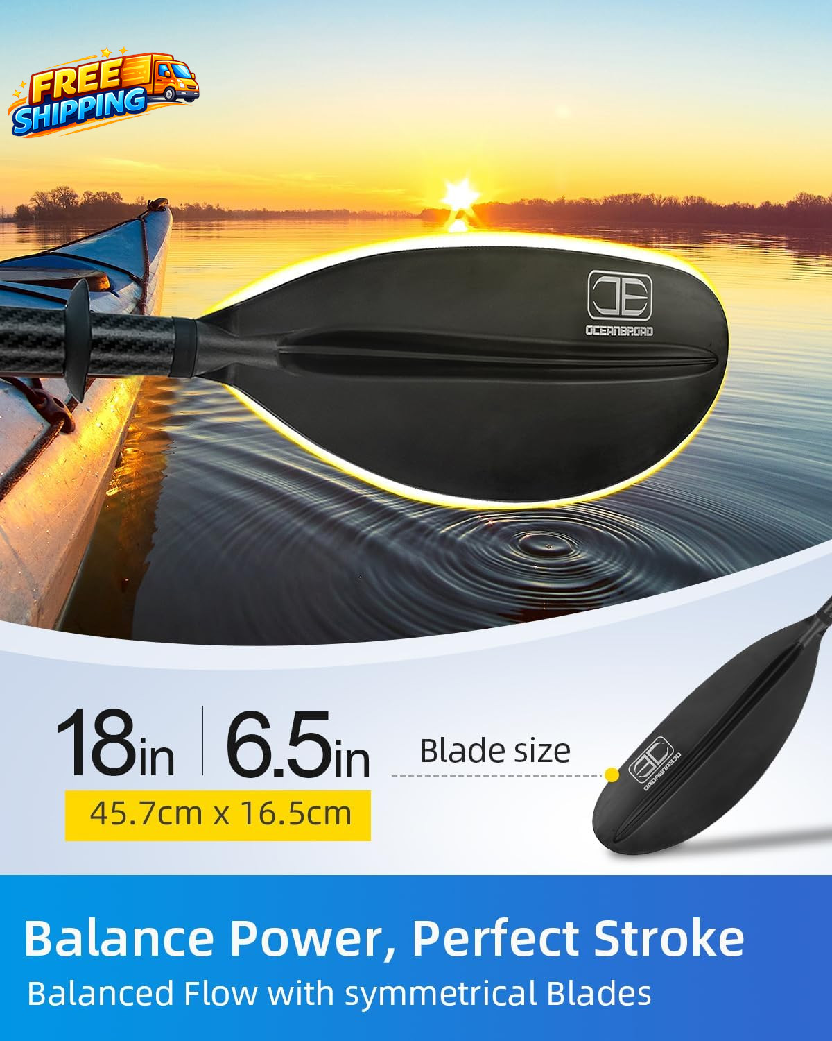 Adjustable Carbon Fiber Kayak Paddle 86In/220Cm to 94In/240Cm