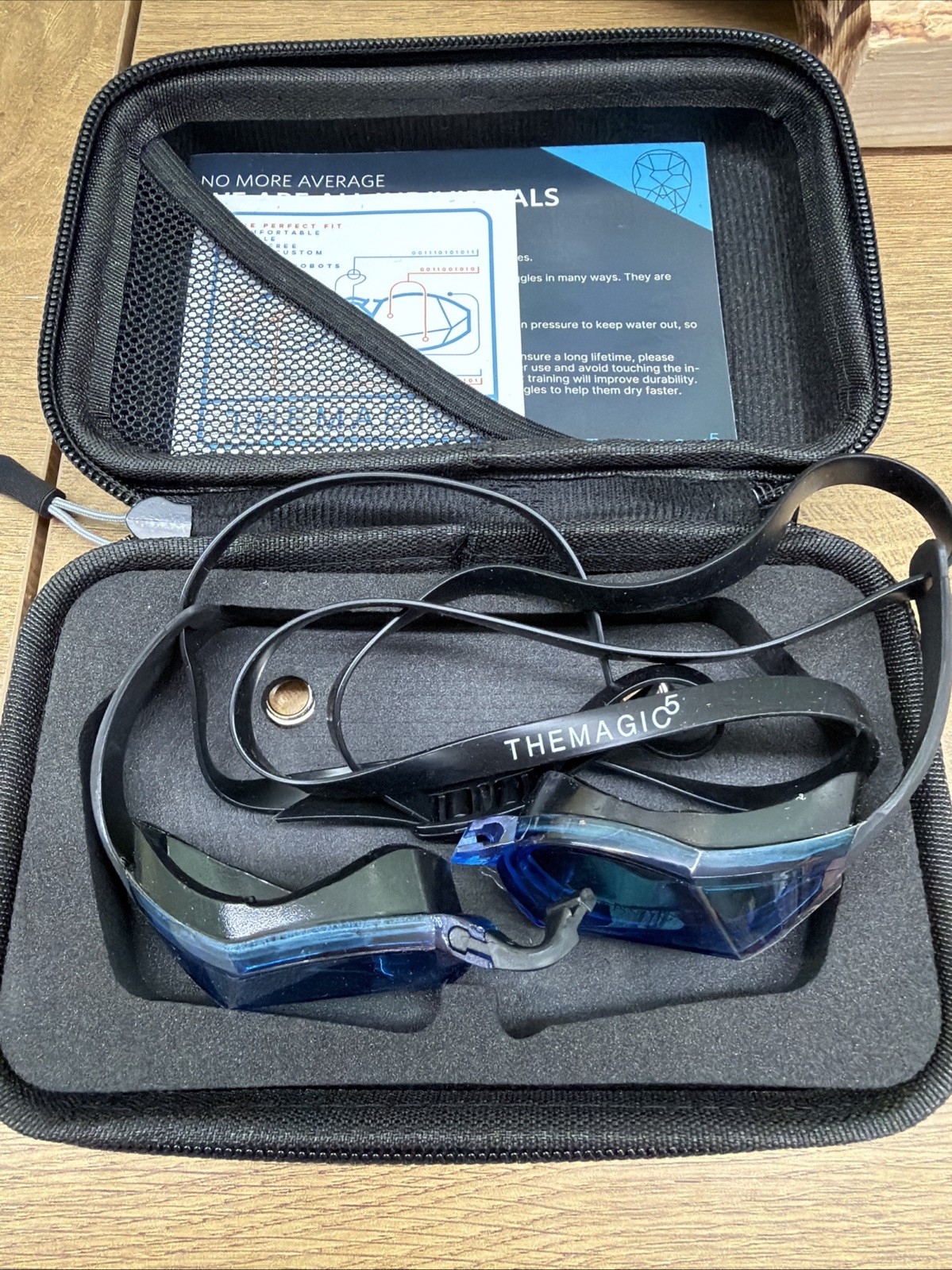 The Magic 5 Swim Goggles Blue Magic Zip Case Bundle Anti-Fog New Free Shipping
