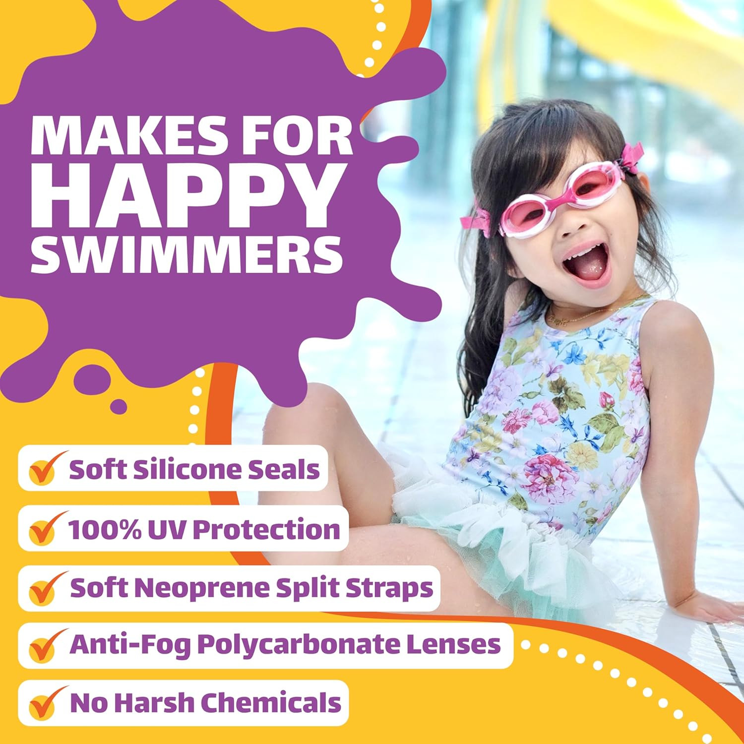 Frogglez Anti-Fog Swimming Goggles for Kids under 10 (Ages 3-10) Recommended by