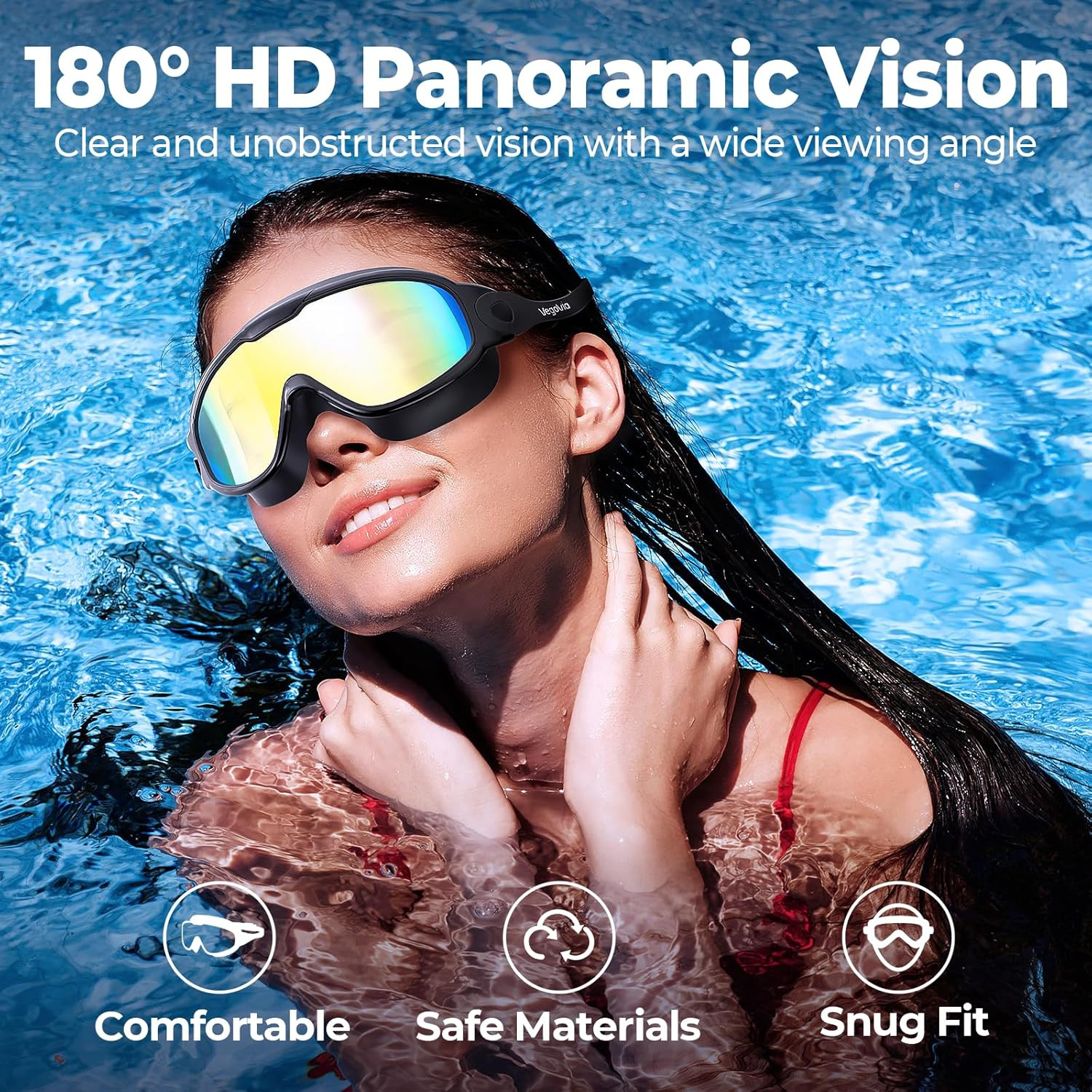 GMOX Swim Goggles 3 Pack Anti-Fog UV Protection 180° Wide View Swimming Glasses