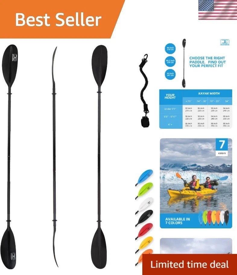Lightweight Kayak Paddle 90.5in with Alloy Shaft & Paddle Leash for Adventurers