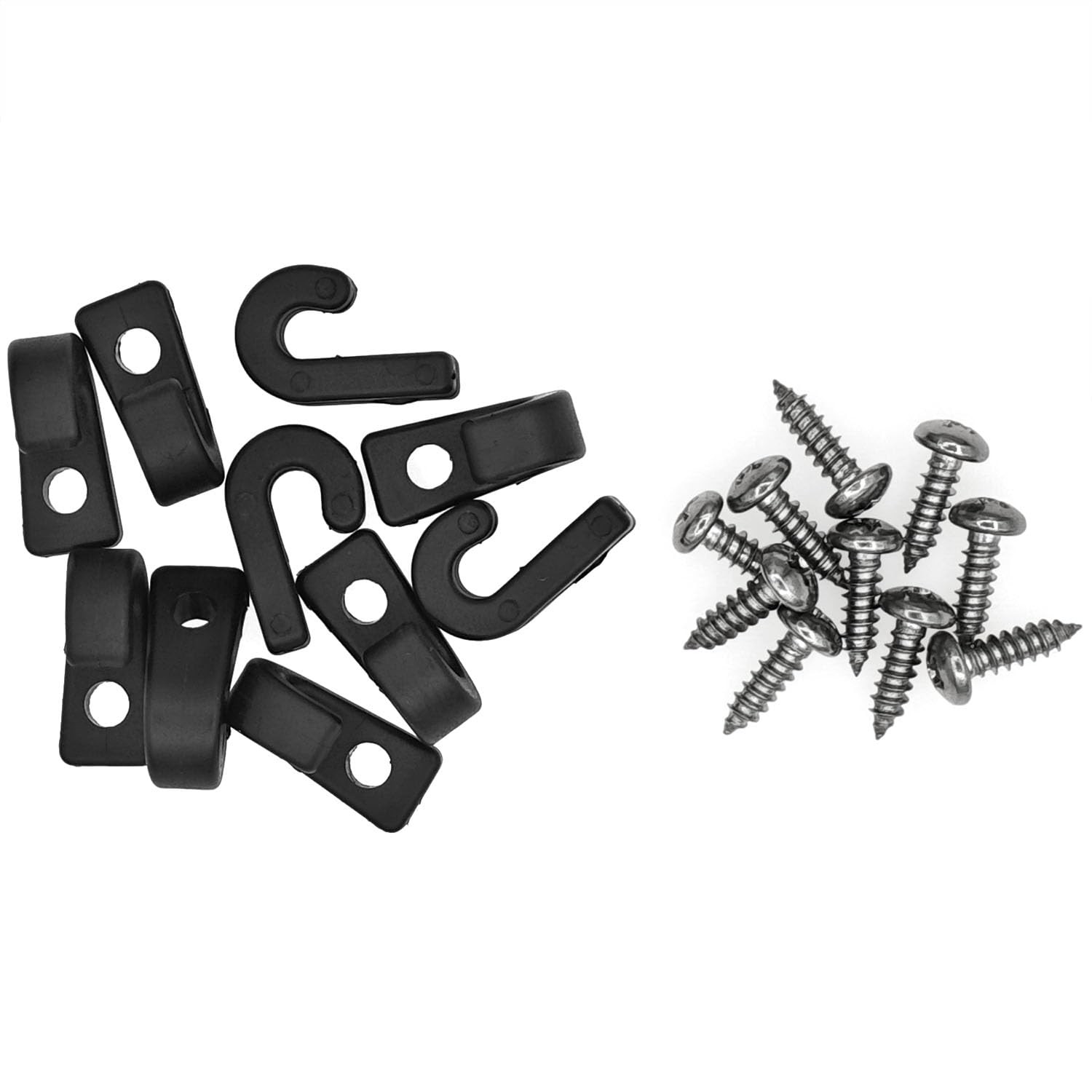 BOKWORE 10 PCS Kayak J Hooks Black Nylon Kayak Lashing Hook with Self Tapping…