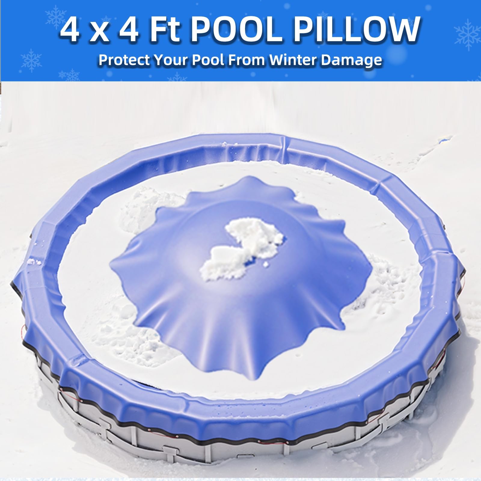 2Pcs 4x4Ft Pool Pillows for Above Ground Pools, 0.4mm PVC Cold-Resistant Air …