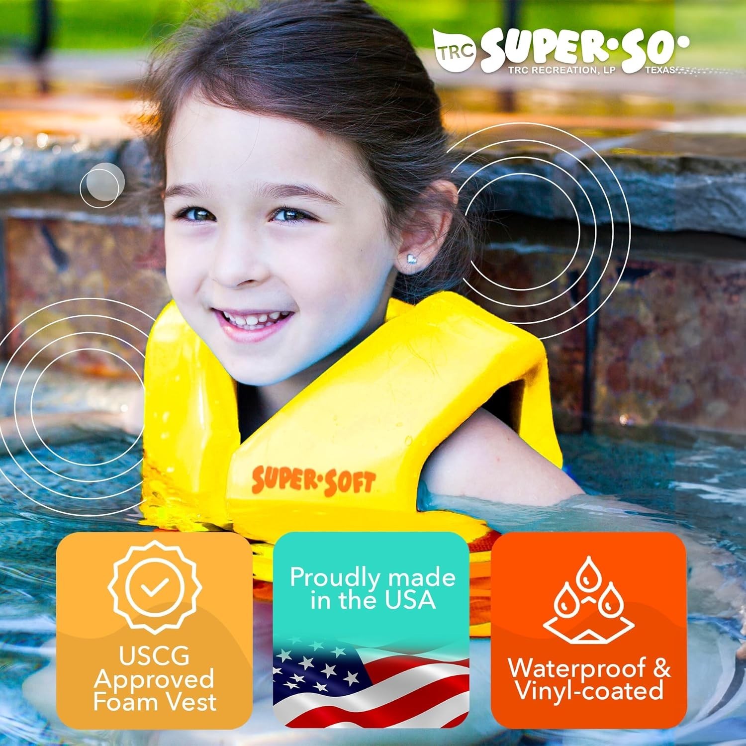 Super Soft Child Size X Small Life Jacket USCG Approved Vinyl Coated Foam Swi…