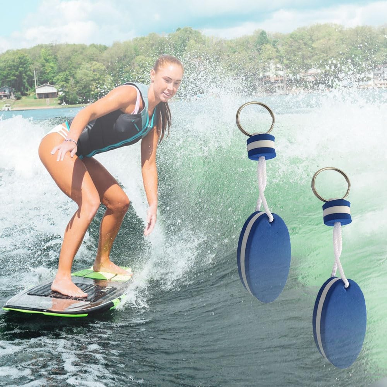 Floating Keychain for Boat Keys Float Buoy Boat Key Rings 2PCS Oval Shaped Fo…