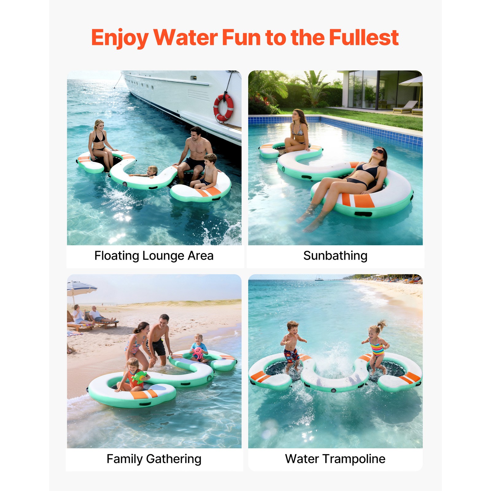 Uimoso Inflatable Floating Dock 15 x 6 FT with Carry Bag & Removable Ladder