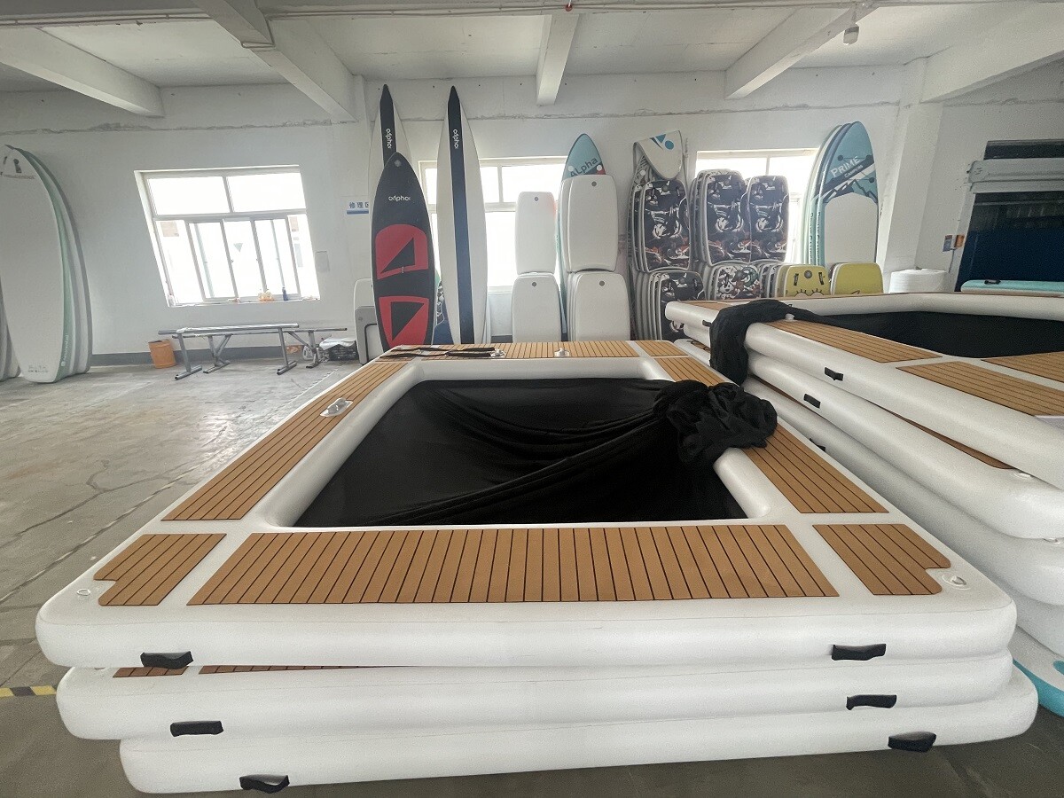 US 14x13ft EVA Inflatable Swimming Pool Yacht Dock Platform For Sea Pool Fun