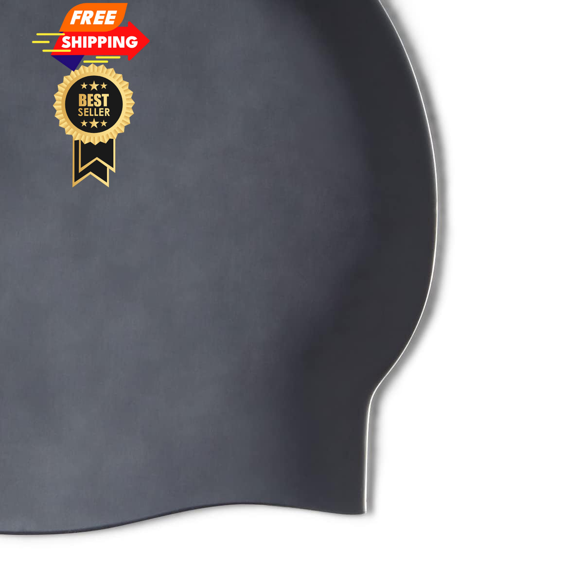 Amazon Basics Silicone Swim Cap to Keep Hair Dry, Unisex, Soft, 1 Pack, Black