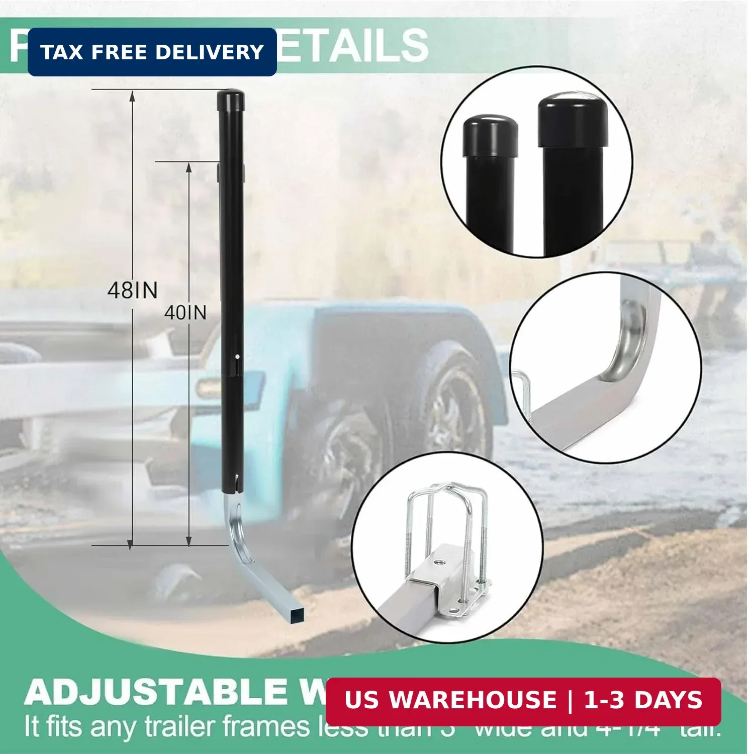 KUAFU 40-60In Adjustable Boat Trailer Guide Poles with PVC Pipes for Ski Boat Fi