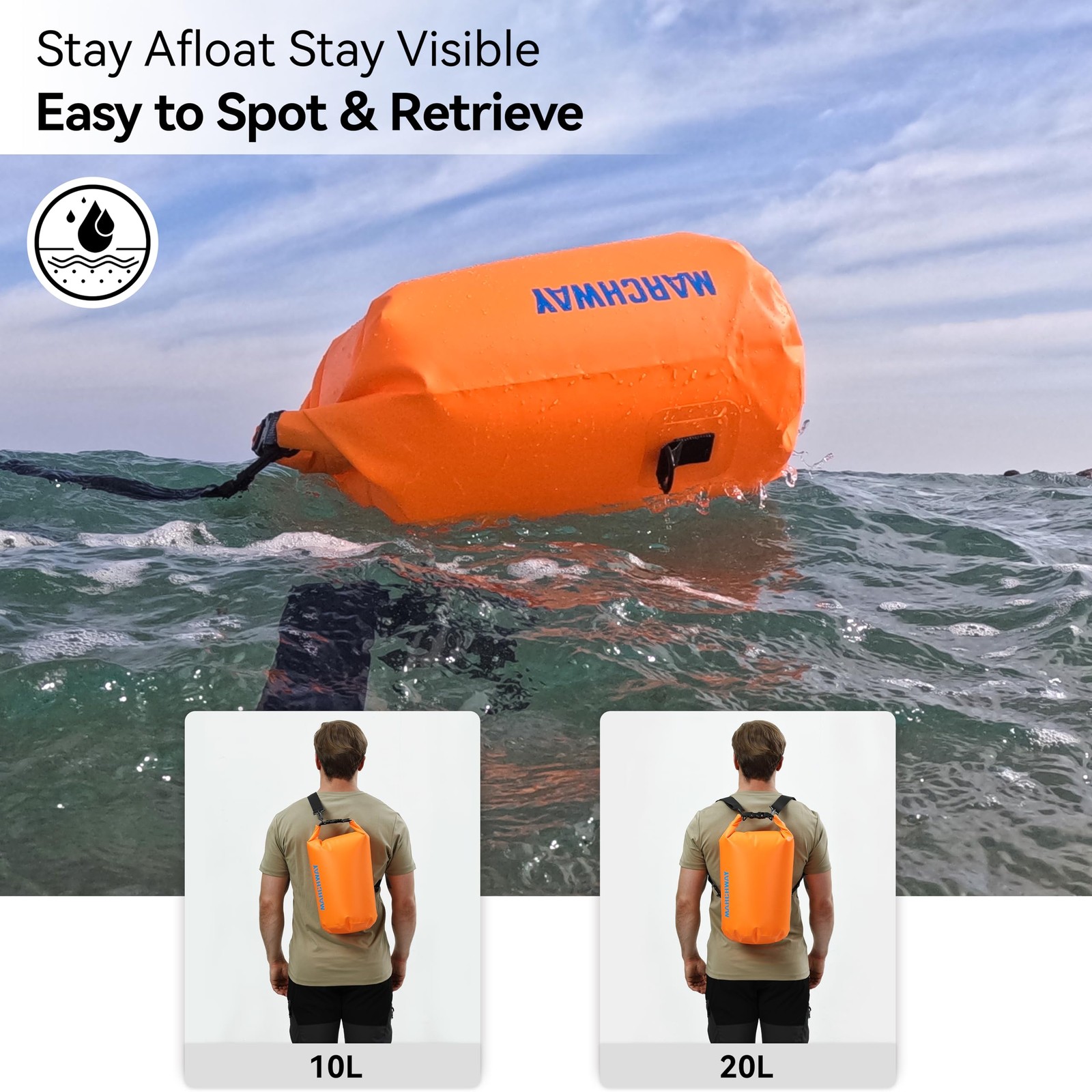 Marchway Floating Waterproof Dry Bag Backpack 5L/10L/20L/30L/40L Roll Top Sack