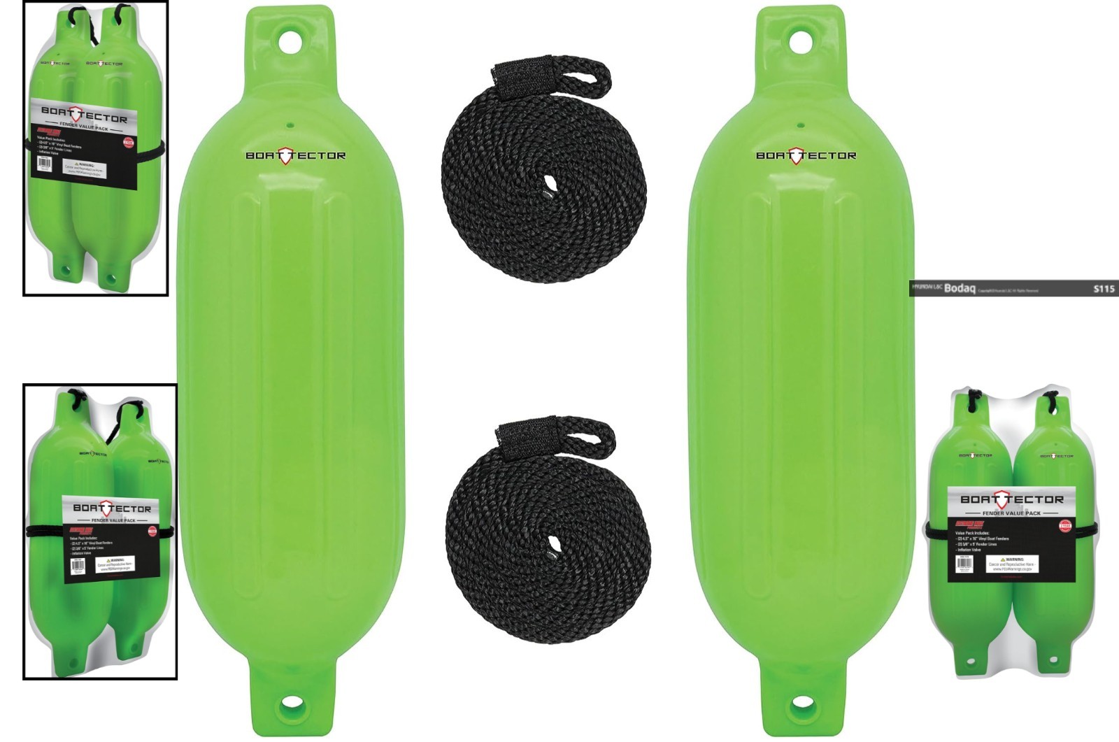 2-Pack BoatTector Inflatable Fenders – 4.5″ x 16″ for Superior Boat Protection