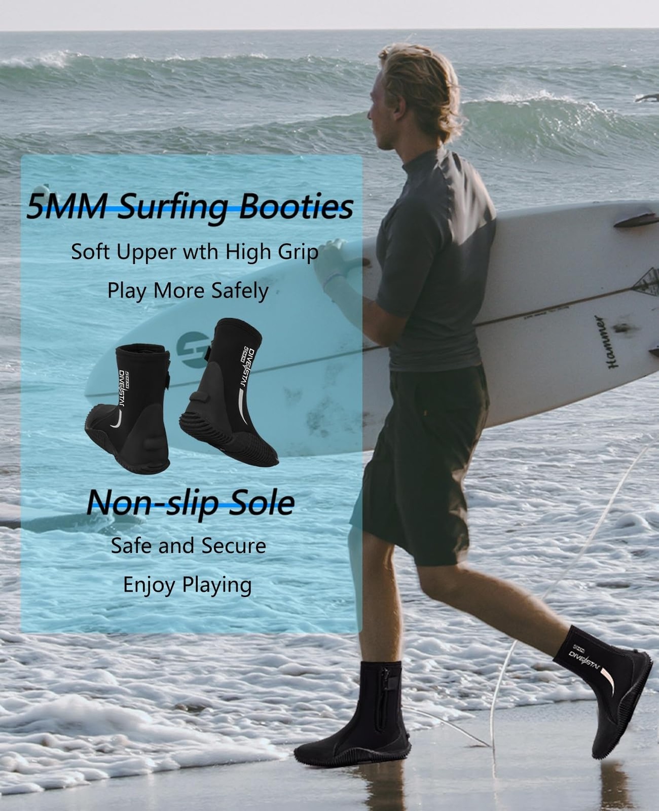 Skyone Neoprene Dive Boots, Men Women, 5MM Wetsuit Surf Booties, Diving Boots…