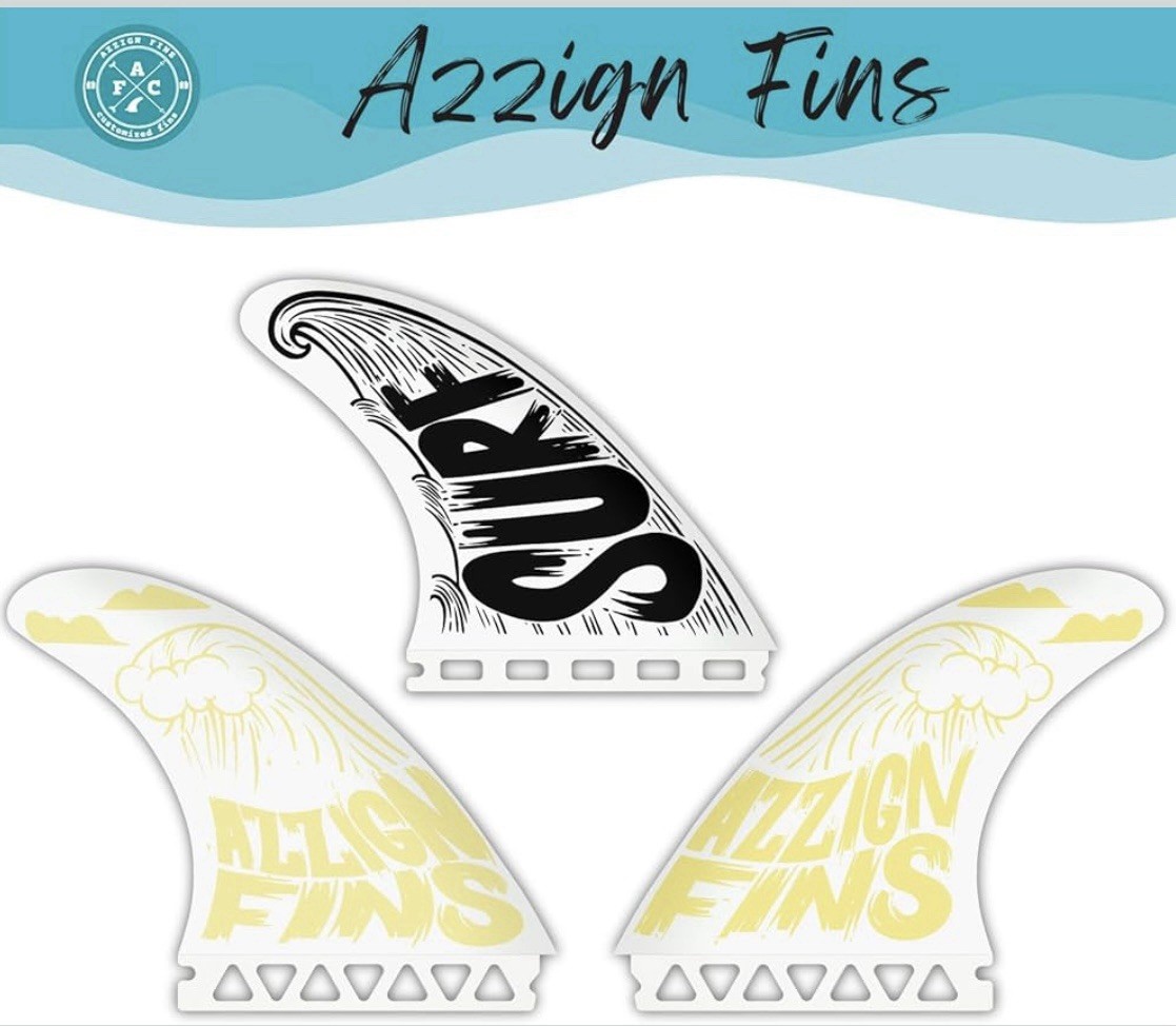 Azzign Waver L Single Tab Thruster Honeycomb Fiberglass Flat Foil Surfboard Fins