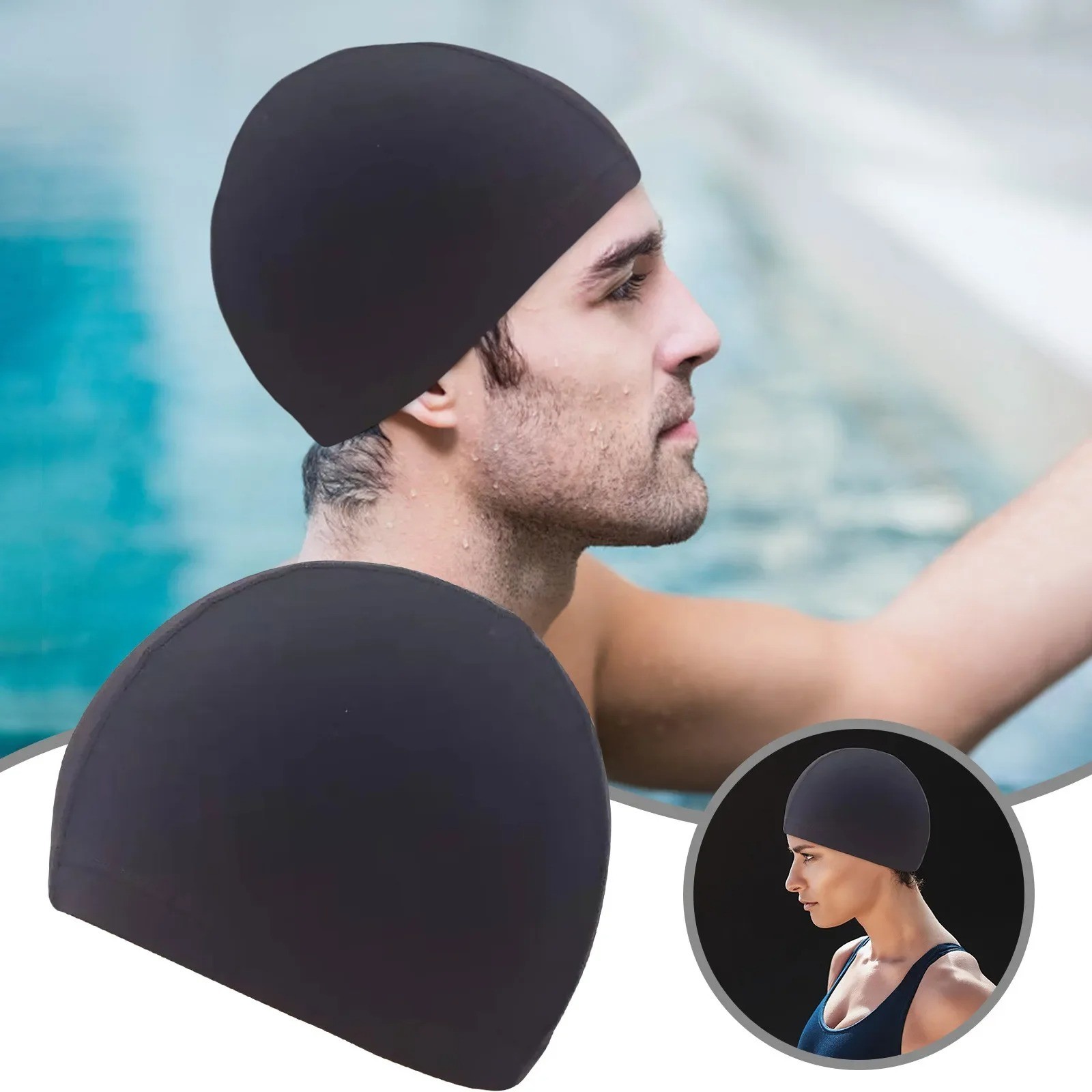 Silicone Swimming Cap Solid Color Long Hair Clean Swim Pool For Adult Men Women