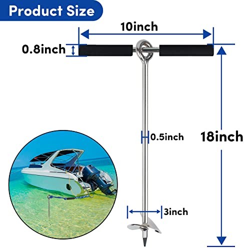 Sand Anchor for Boat, Beach Anchor Boat Sand 18inch Chromium-Plated Steel