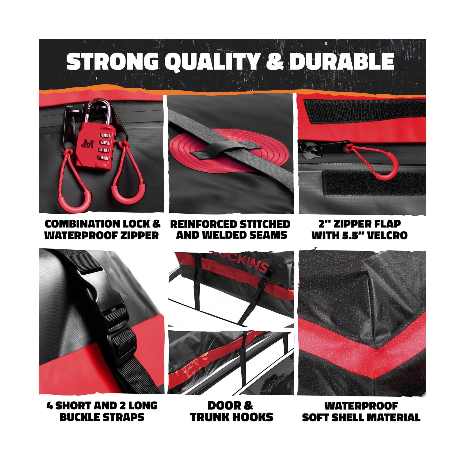 Mockins 45 Cu Ft XL Waterproof Rooftop Cargo Bag 75″x48″x22″ | Car Roof Cargo…