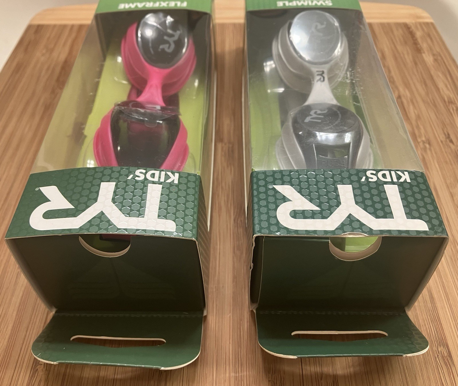2 PACK TYR Kids Swim Goggles: 1 Swimple-Mirrored/Grey & 1 Flexframe-Tinted/Pink