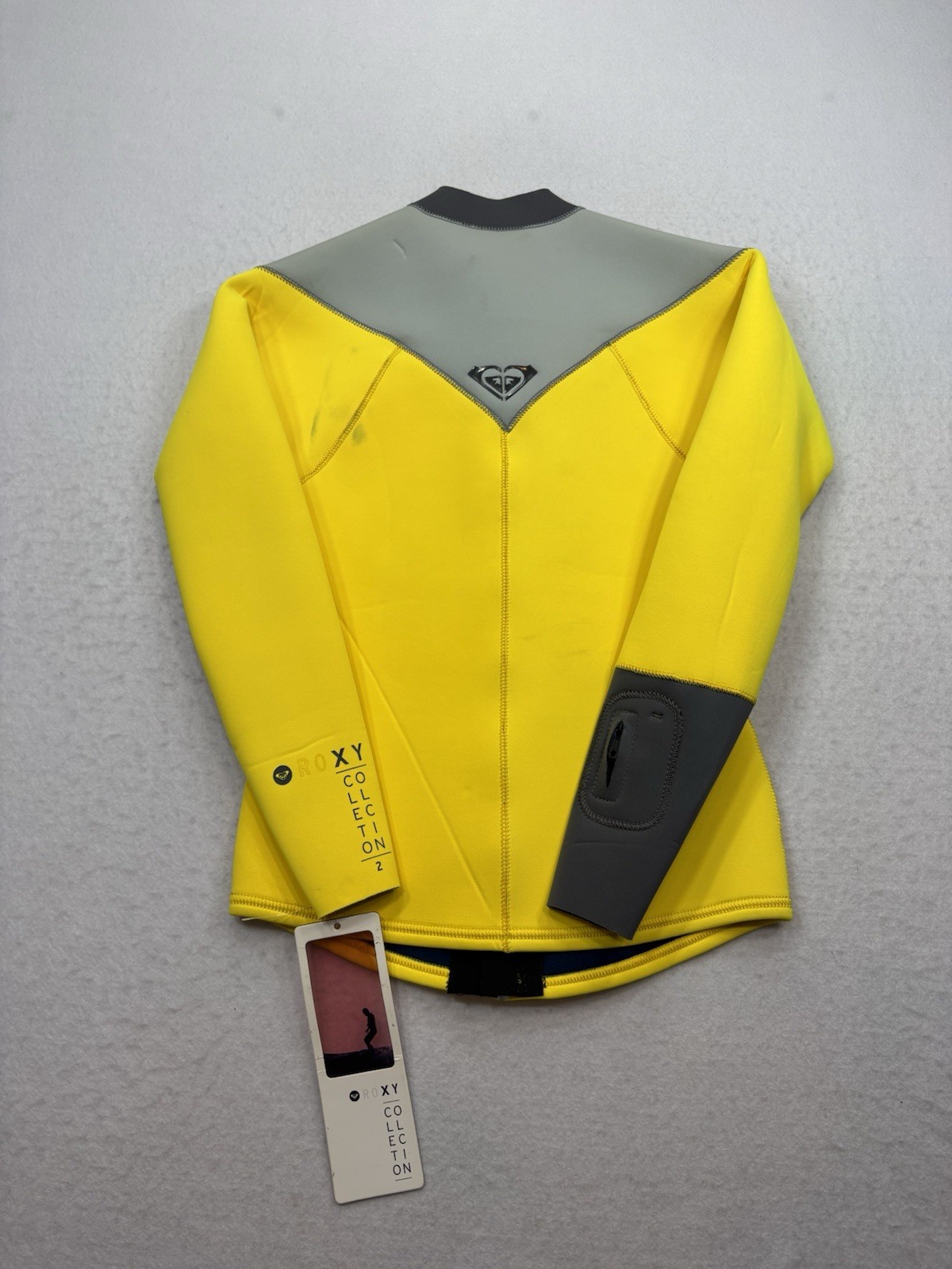 Roxy Women 2mm XY Front Zip Wetsuit Jacket Yellow Grey Surf Top Size 10 NWT