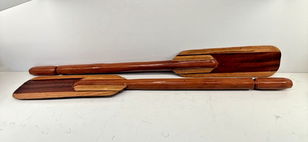 Vintage Handmade Laminiated Wood Canoe Oars Paddles 36″ Mahogany Oak