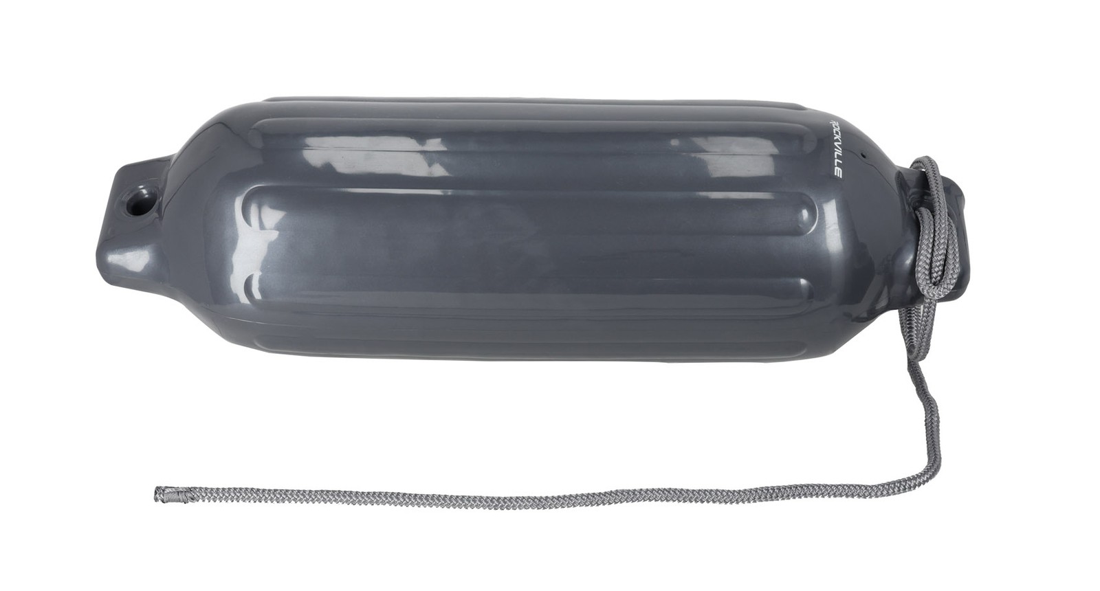 (2) Rockville FEN185-GREY 8.5″ x 27″ Boat Fenders + 10 Foot Line Marine Bumpers