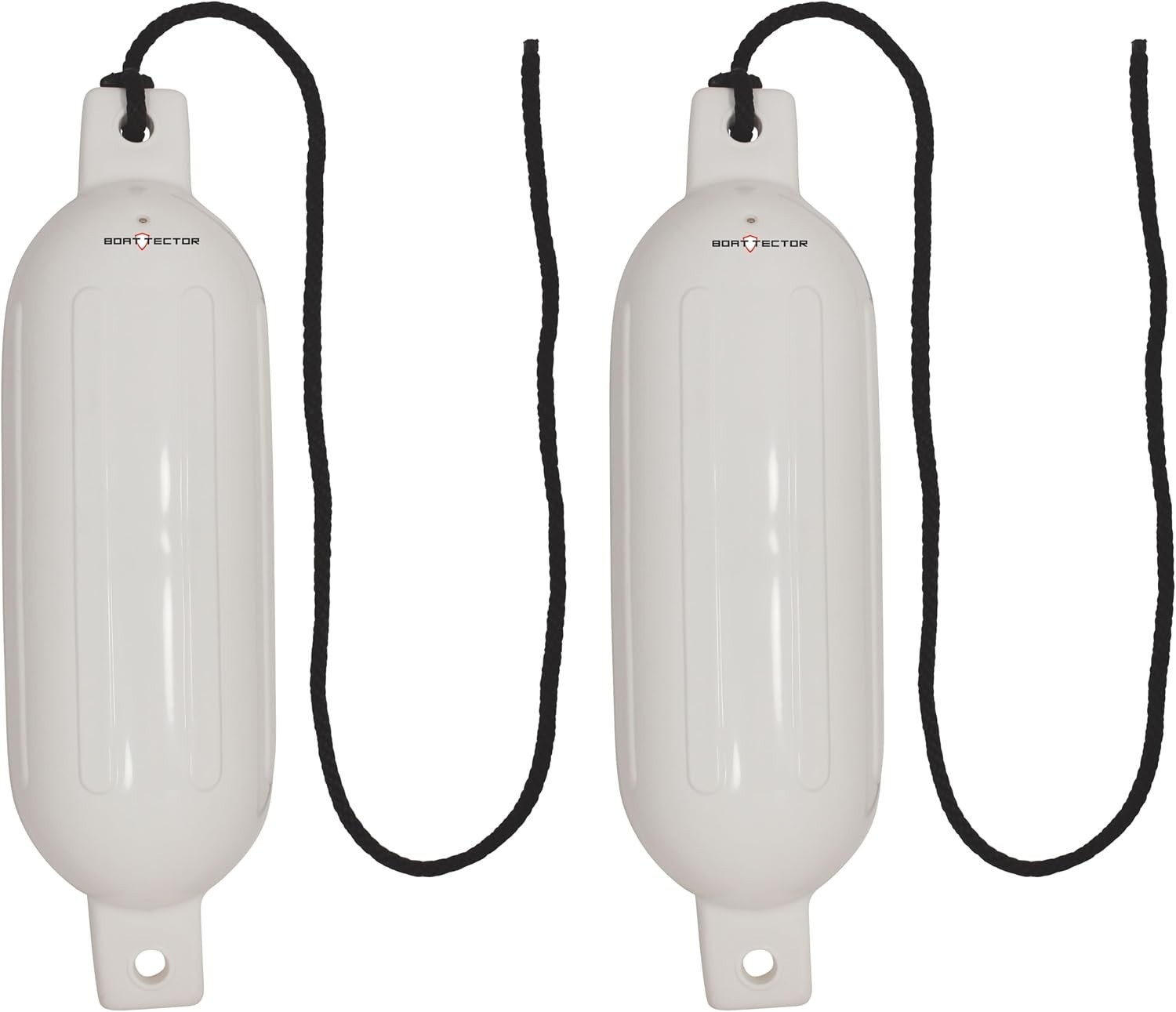 2-Pack BoatTector Inflatable Fenders 6.5″ x 22″ – UV Resistant White