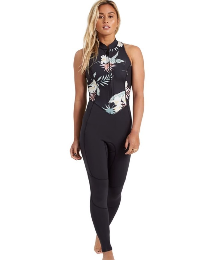 Billabong Salty Jane Black Tropical Full Surf Capsule Wetsuit Sleeveless Size 2