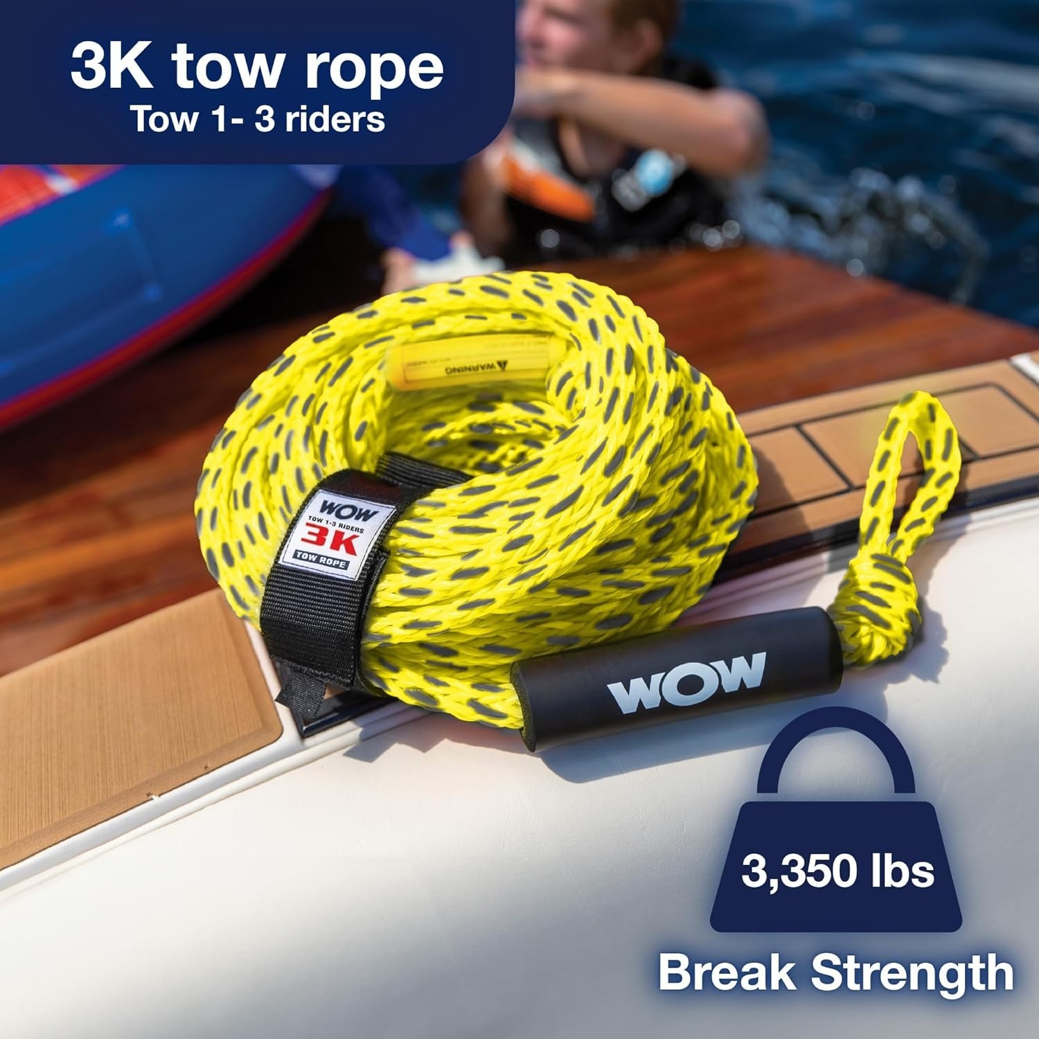 Watersports 4k 60 ft.Tow Rope with Floating Foam 4 Person Tow Rope for Boating