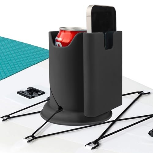 Paddleboard Cup Holder, Paddle Board and Kayak Drink Holder, 2-in-1 Black-1pack