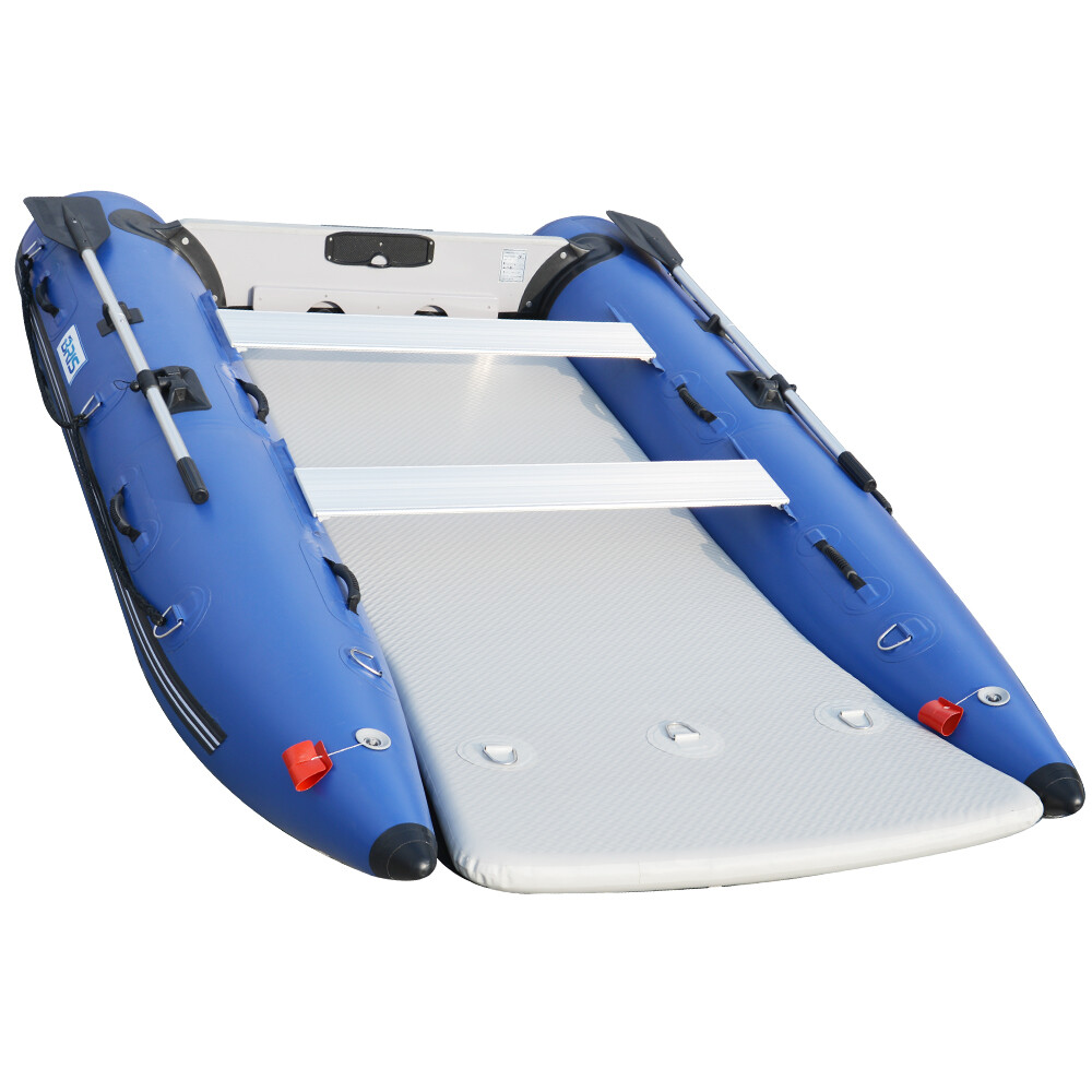 BRIS 11 ft Inflatable Catamaran Inflatable Boat Dinghy Mini Cat Boat Blue