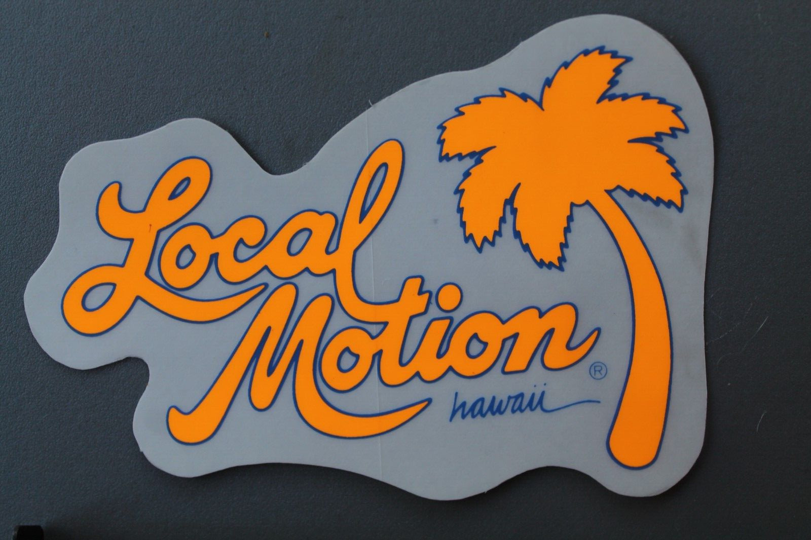 LOCAL MOTION Hawaii Surfboard Clear Neon Orange LM3 80’s Vintage Surfing STICKER