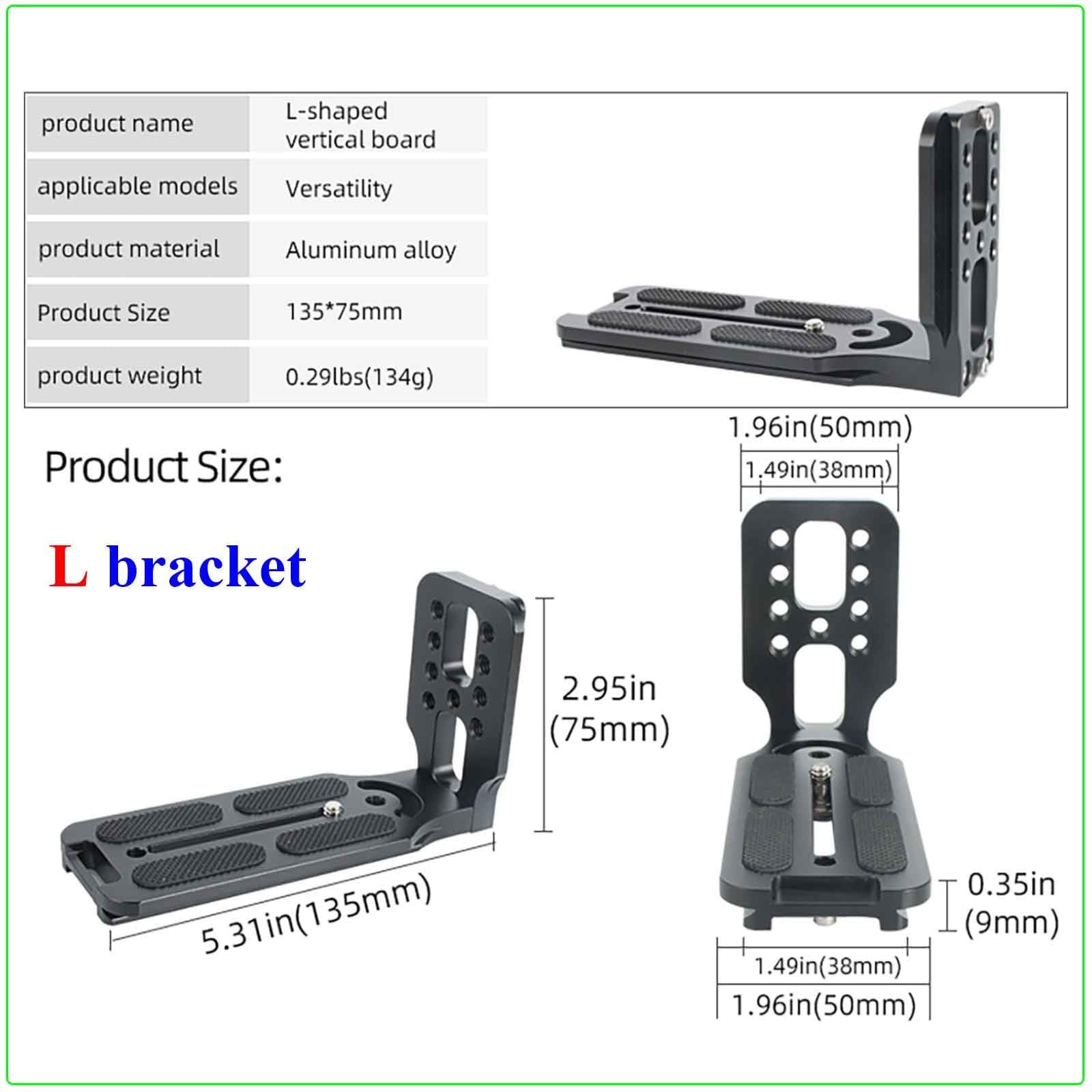 DSLR Camera L Bracket,Vertical Mount,Quick Release Plate for Black