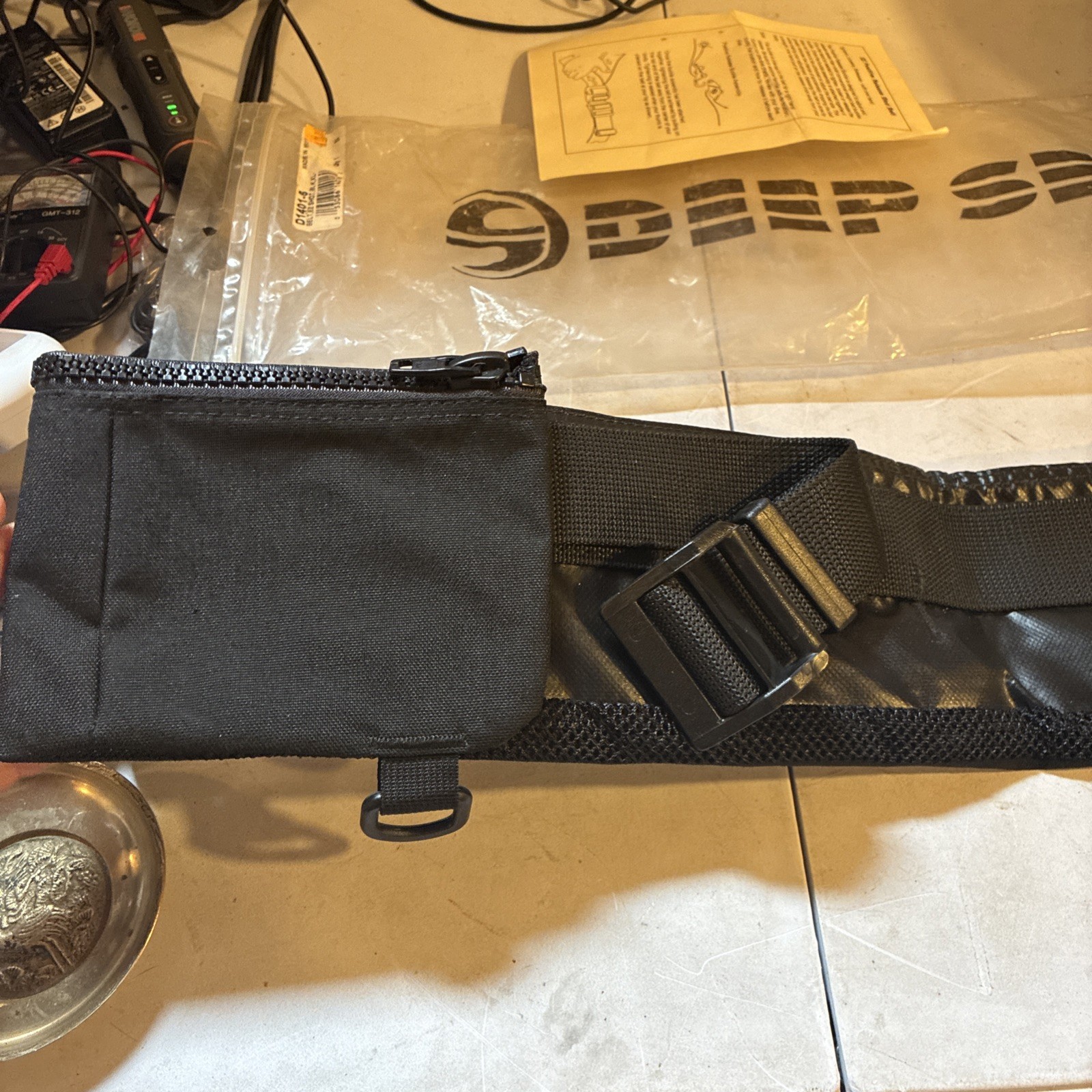 DEEP SEE Scuba Diving Black Weighted Shot Belt XL D1401-6 (No Weights Included)
