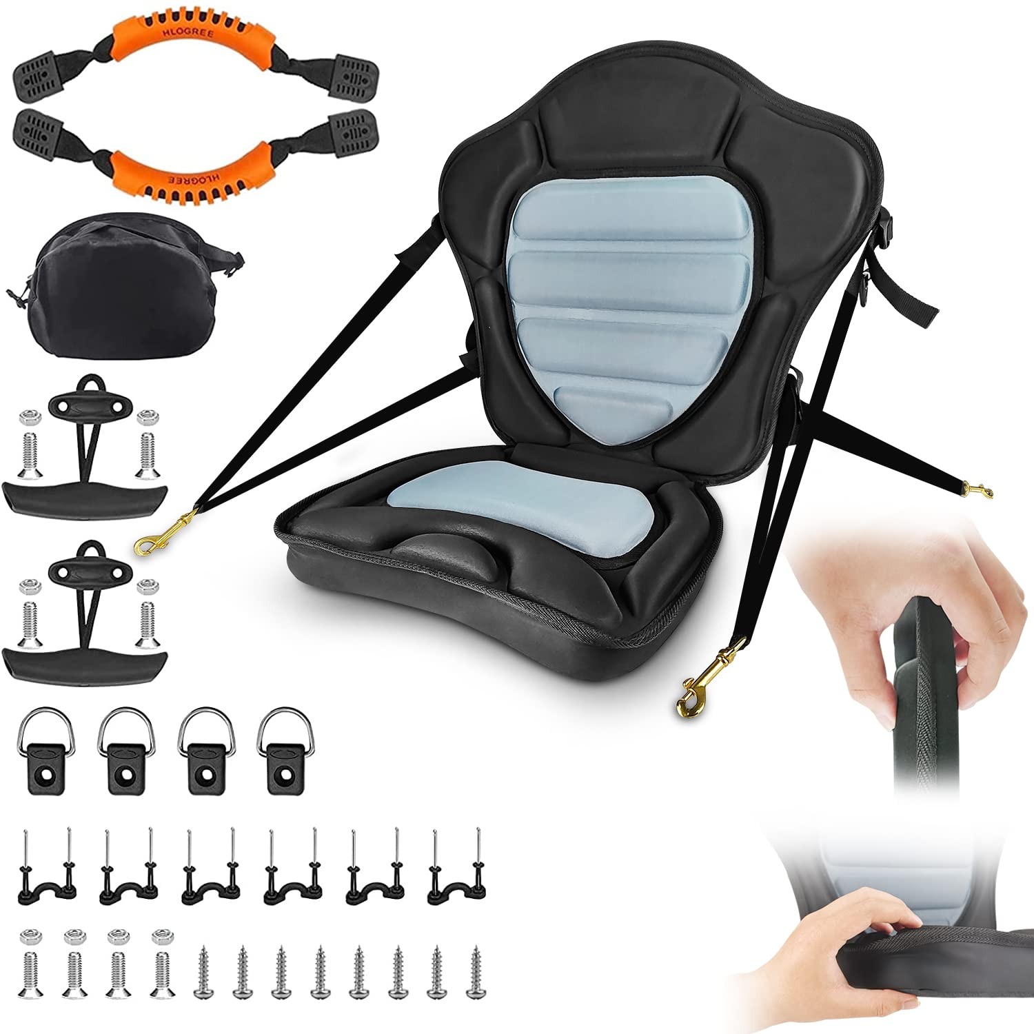Hlogree Padded Kayak Seat with Back Support with Accessories,Seat Cushion Fit…