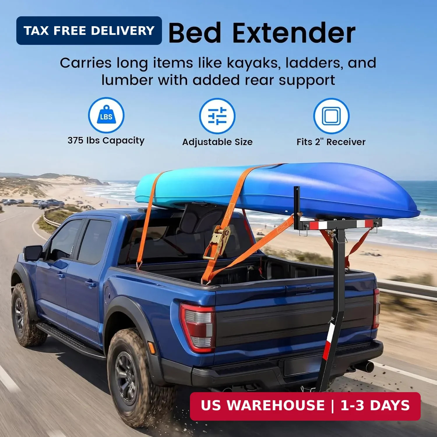 JY PERFORMANCE Truck Bed Extender Hitch Mount, Pickup Truck Bed Extender for Kay