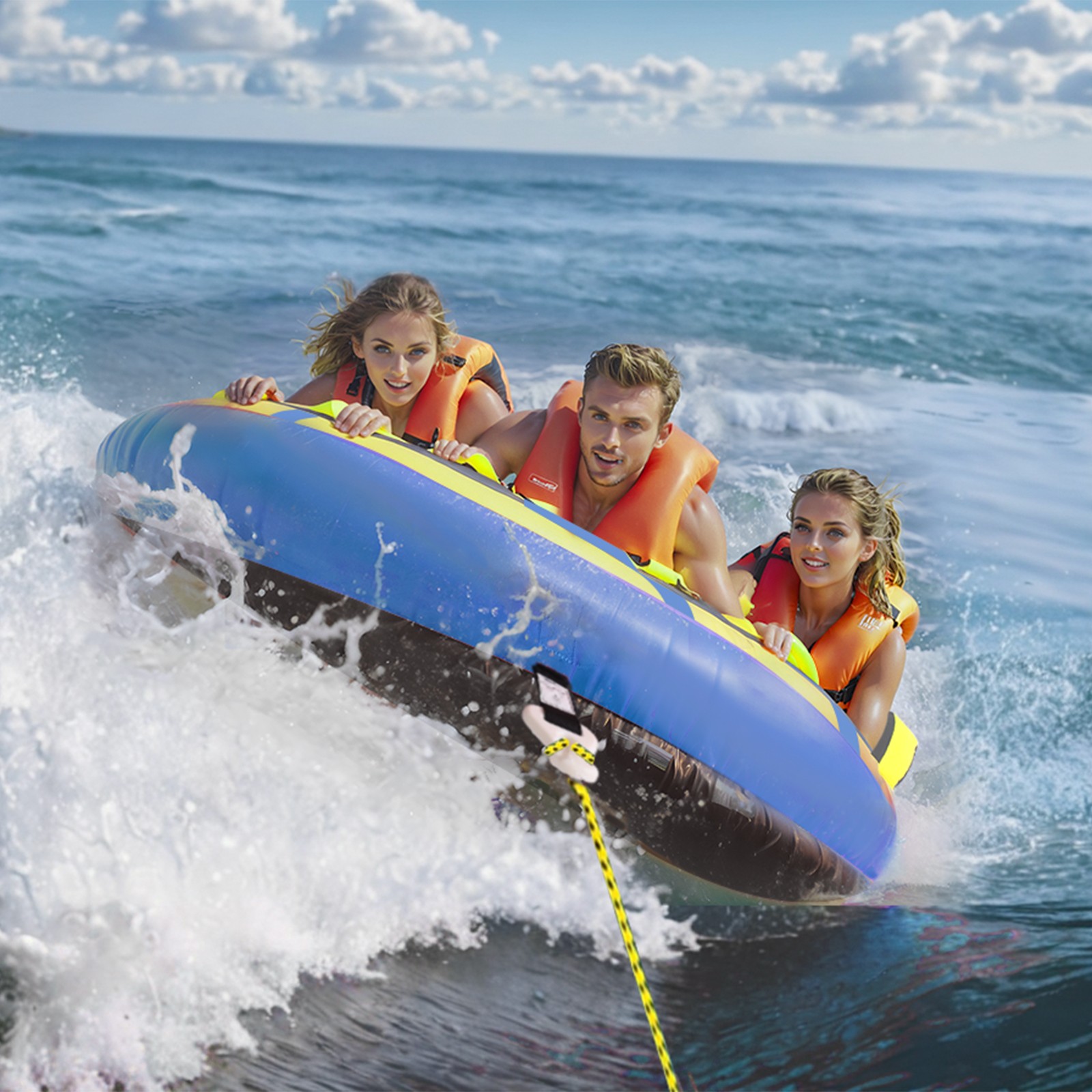 VEVOR Inflatable Towable Tube for Boating 1-3 Rider with Bumper Fins Water Sport