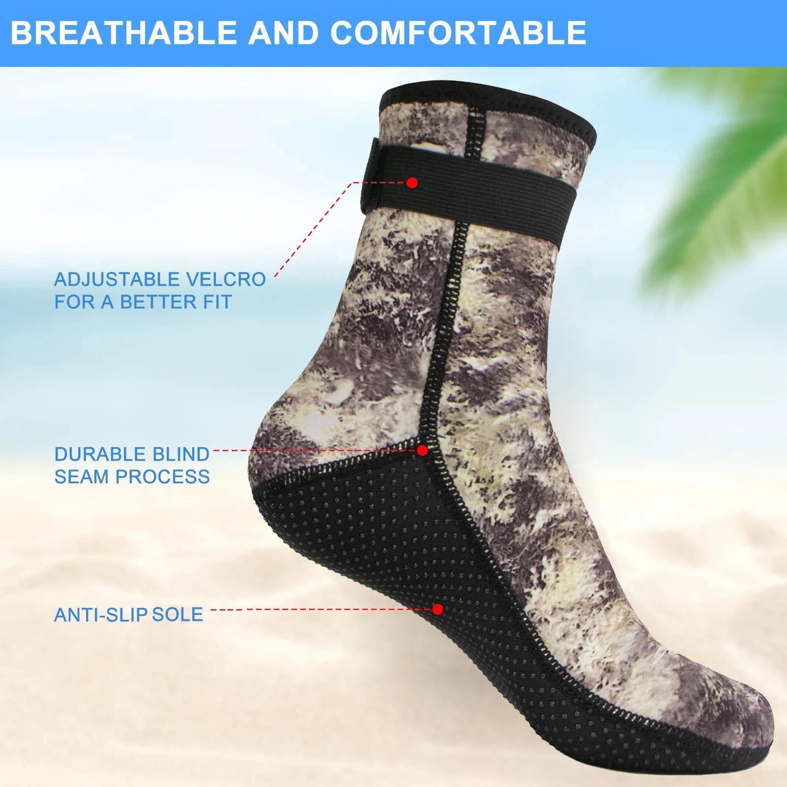 3mm Neoprene Diving Socks Swimming Boots Snorkeling Surfing Socks Adult S~2XL