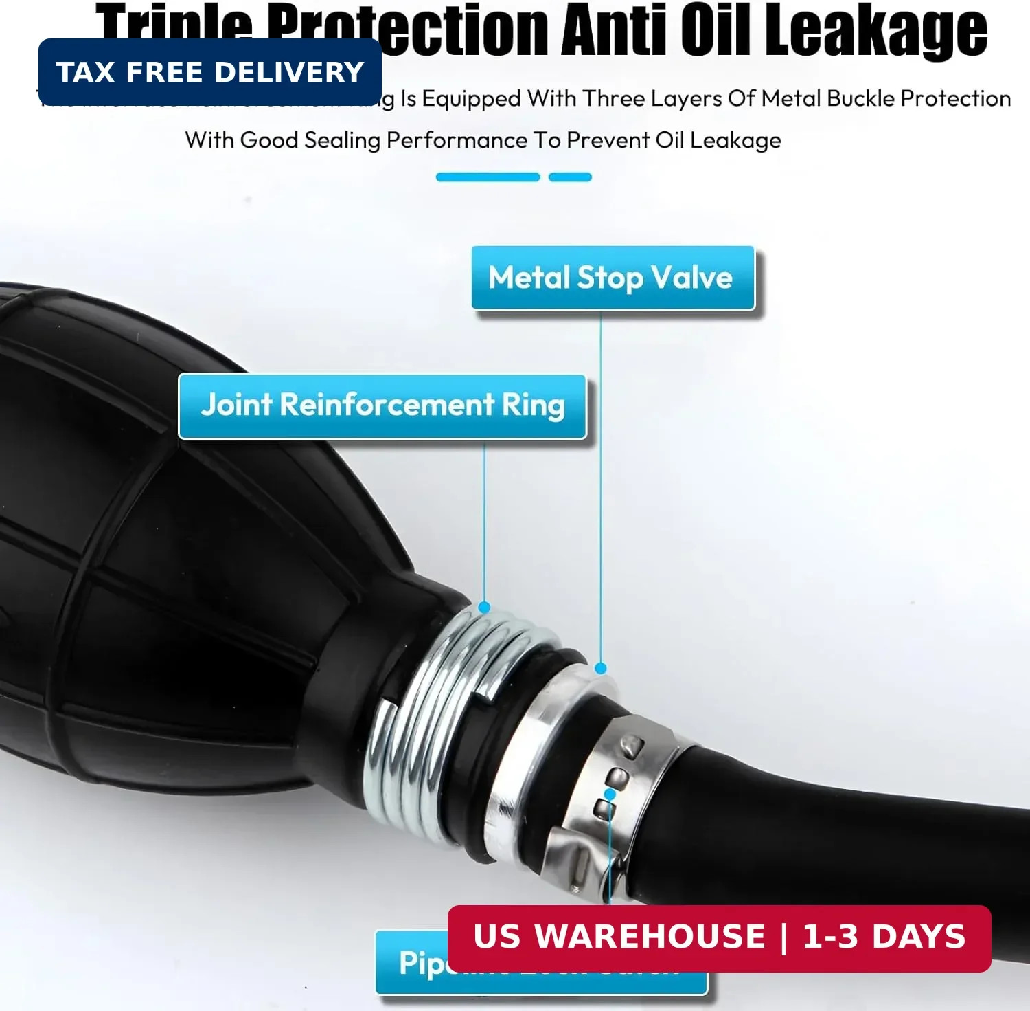 5/16″ 8mm Fuel Line Assembly, 6.8FT Marine Outboard Boat Motor RVs Fuel Gas Line