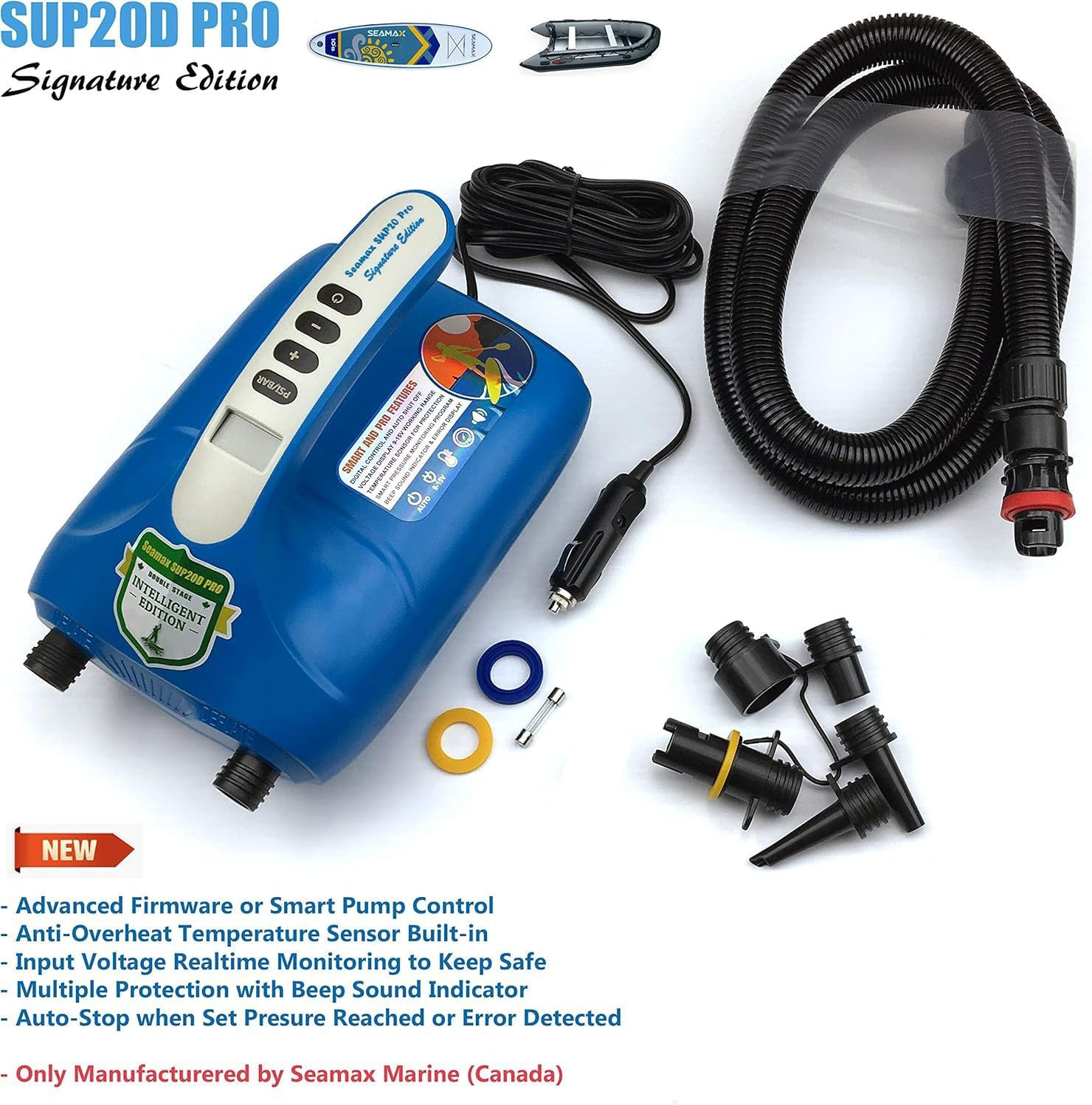 Seamax SUP20D 20PSI Double Stage Electric Air Pump for Inflatable SUP and Boat,