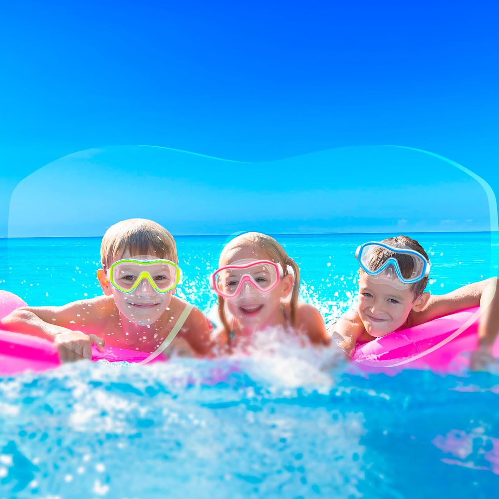 Kids Snorkel Mask Set for Ages 5-15, Tempered Glass Lens, Adjustable Fit, Dry