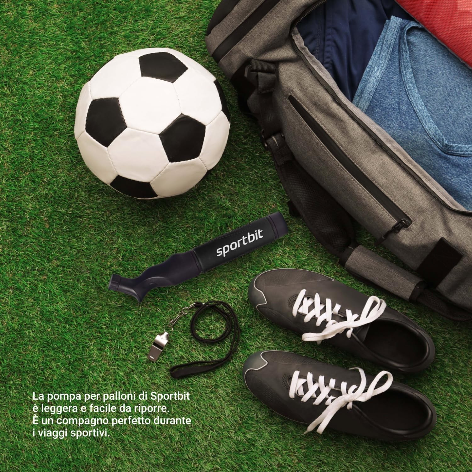 SPORTBIT Ball Pump for Sports Balls – Push & Pull Inflating System – Black