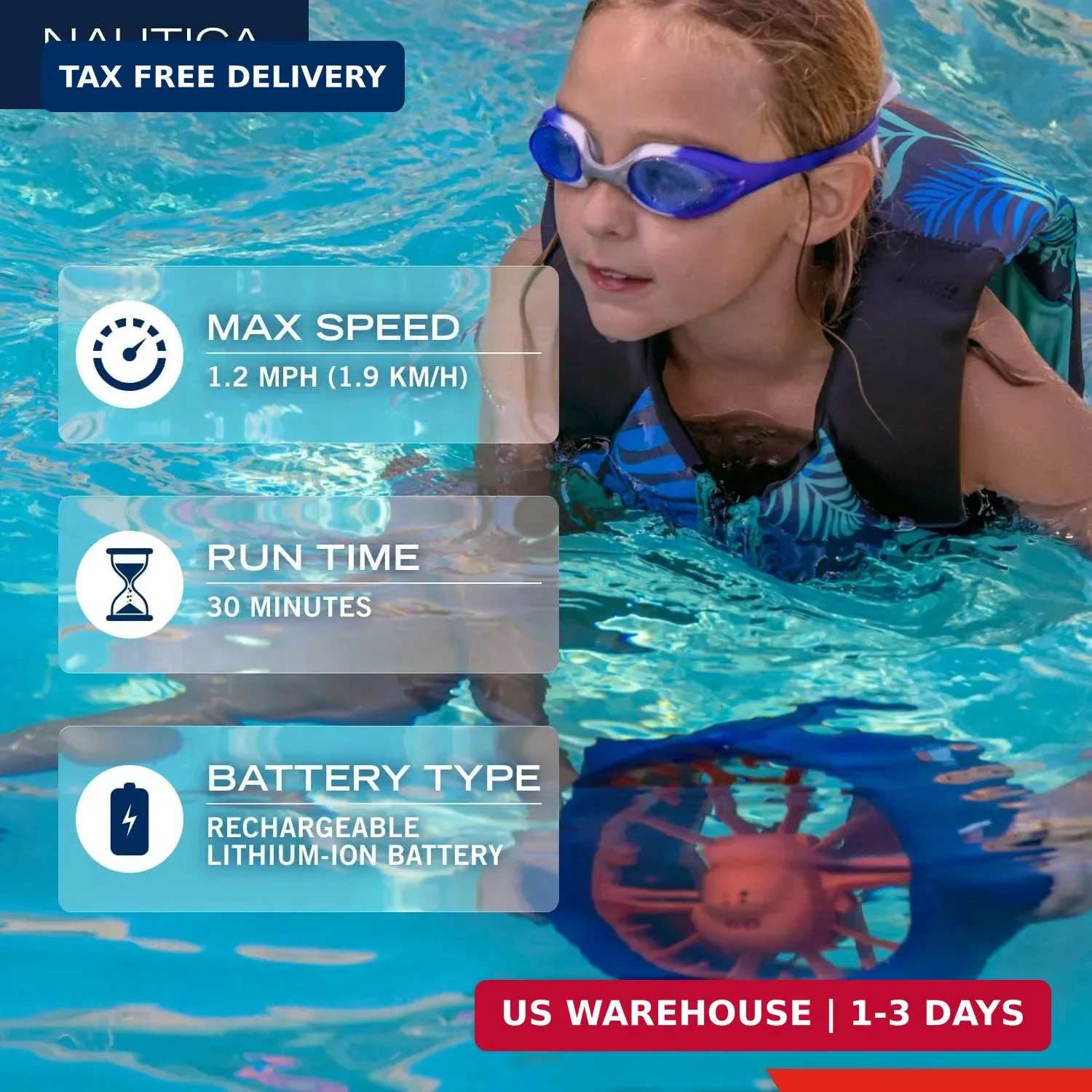 Nautica Guppy Underwater Seascooter for Kids Pool and Snorkeling Play