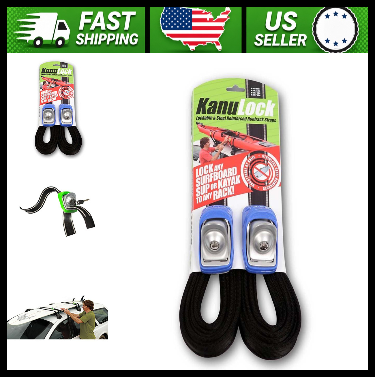 FCS Lockable Tie Down Straps for Canoe Kayak Transport