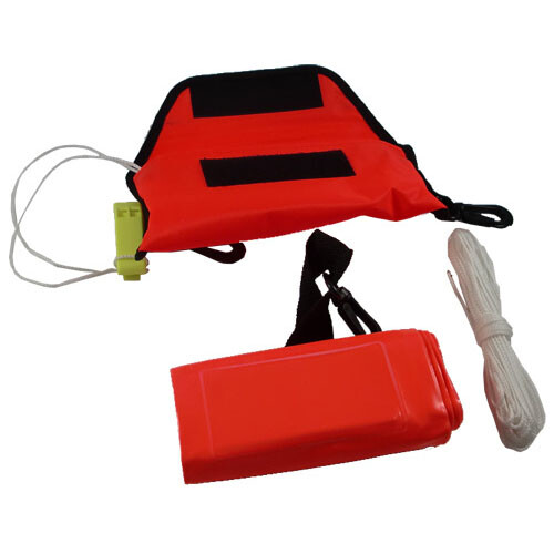 Scuba Diving 4ft Surface Marker Signal Tube with Pouch, Whistle & 36′ String