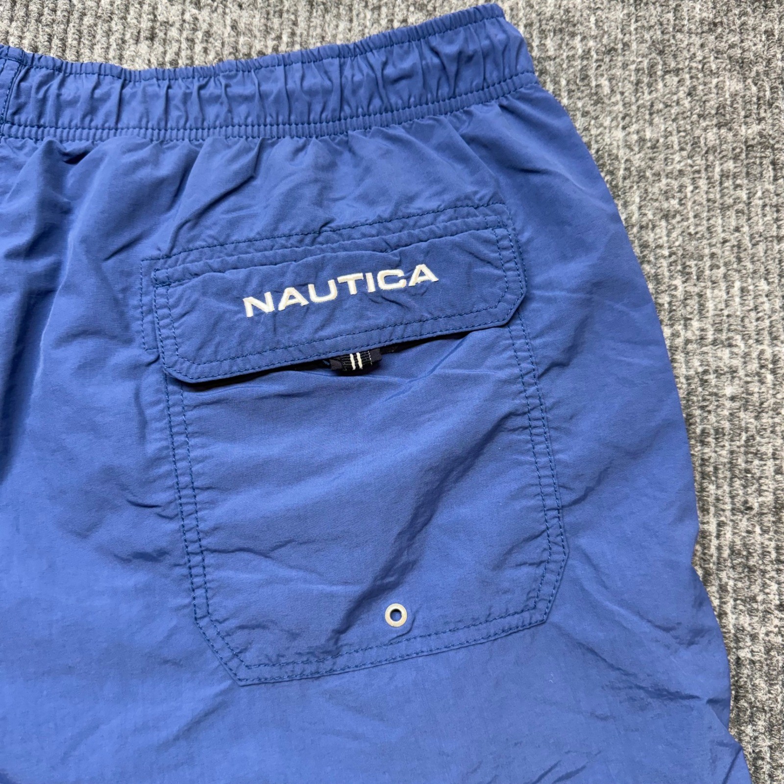 Nautica Mens Blue Swim Trunks XXL White Stripe Drawstring Quick Dry Board Shorts